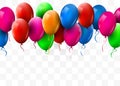 3d Realistic Colorful Bunch of Birthday Balloons Flying for Party and Celebrations. Transparent background. Royalty Free Stock Photo