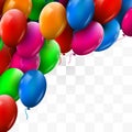3d Realistic Colorful Bunch of Birthday Balloons Flying for Party and Celebrations. Transparent background. Royalty Free Stock Photo