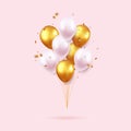 3d Realistic Colorful Happy Birthday Balloons Flying for Party and Celebrations Royalty Free Stock Photo