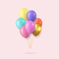 3d Realistic Colorful Happy Birthday Balloons Flying for Party and Celebrations Royalty Free Stock Photo