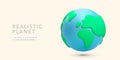 3d realistic colour planet isolated on light background. Vector illustration Royalty Free Stock Photo