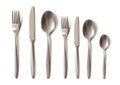 Realistic cutlery set with table knife, spoon, fork, tea spoon and fish spoon