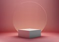 3D Realistic Empty Cube Podium Stand on Pink Background
