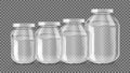 3D Realistic Empty Glass Jar Set Isolated Royalty Free Stock Photo