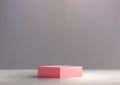 3D realistic empty pink podium stand on gray background modern minimal style