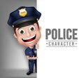 3D Realistic Friendly Police Man Character Policeman