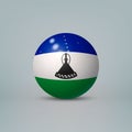 3d realistic glossy plastic ball or sphere with flag of Lesotho