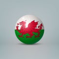3d realistic glossy plastic ball or sphere with flag of Wales