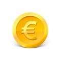 3d realistic gold coin icon isolated on white background. Gold euro coin. Vector illustration Royalty Free Stock Photo