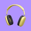 3d realistic gold headphones isolated on light background. Banner for advertising wireless earphones. Vector illustration