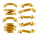 3d realistic golden ribbons set Royalty Free Stock Photo