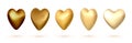 3d realistic gradient golden balloons in heart shape