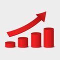 3d realistic graphic up. Up red arrow statistic graphic. business grow up. vector design