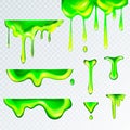 3d realistic green goo slime, vector illustration.Puddles,drops and drips of liquid swill in realism style Royalty Free Stock Photo