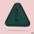 3d Realistic green triangle warning sign isolated on background. Hazard warning attention sign with exclamation mark symbol. Royalty Free Stock Photo