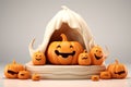 3D Realistic Halloween Podium with Pumpkin