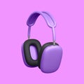 3d realistic headphones isolated on light background. Banner for advertising wireless earphones. Vector illustration