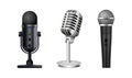 realistic icon collection. Music and sound concept. Set of modern microphones. Isolated on white background