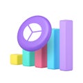 3d Realistic Icon Colorful Pie Chart And Bar Graph For Data Analysis And Statistics Visualization Royalty Free Stock Photo