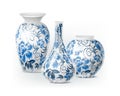 Realistic icon set. Isolated. Chinese white porselain vases