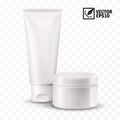 3d realistic isolated vector mock up tube and jar, tooth paste, cosmetic cream