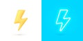 3d realistic lightning bolt vector illustration. Bolt neon on light background. Realistic 3d symbol design. Vector