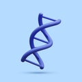 3d realistic medical spiral genetic dna isolated in blue background. Banner for molecular chemistry, physics science, biochemistry