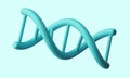 3d realistic medical spiral genetic dna isolated in blue background. Banner for molecular chemistry, physics science, biochemistry