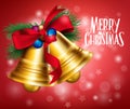 3D Realistic Merry Christmas Bells Hanging