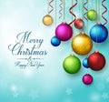 3D Realistic Merry Christmas Greetings with Hanging