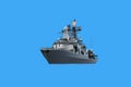 3d realistic military ship. Model warship. Side view and top. 3D. Camouflage military flagship. Vector illustration Royalty Free Stock Photo
