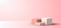 3D realistic minimal scene empty pink cubes display on soft pink background