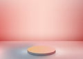 3D realistic minimal style empty pink podium on studio room pink background