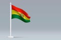 3d realistic national Bolivia flag isolated on gray background