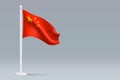 3d realistic national China flag isolated on gray background