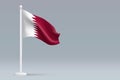 3d realistic national Qatar flag isolated on gray background