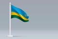 3d realistic national Rwanda flag isolated on gray background