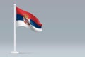 3d realistic national Serbia flag isolated on gray background