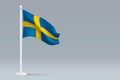 3d realistic national Sweden flag isolated on gray background Royalty Free Stock Photo