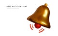 3d realistic notification bell . Vector illustration