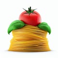 3D Realistic Photo Render of Spaghetti Strings with Vegetables