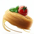 3D Realistic Photo Render of Spaghetti Strings with Vegetables