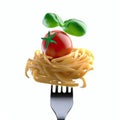 3D Realistic Photo Render of Spaghetti Strings with Vegetables