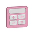 3D Realistic Pink Calculator in Isolated Background Vector Illustration.