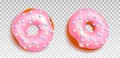 3d realistic pink donut isolated vector sweet icon