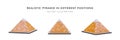 3d realistic pyramid in different positions. Web poster for travel company with place for text