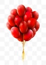 3d Realistic red Bunch of Flying Birthday Balloons. Party and Celebration concept. Royalty Free Stock Photo