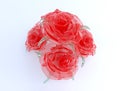 3D realistic red crystal roses Royalty Free Stock Photo