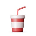 3d Realistic Red Disposable Cup with Straw Royalty Free Stock Photo