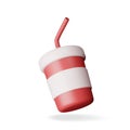 3d Realistic Red Disposable Cup with Straw Royalty Free Stock Photo